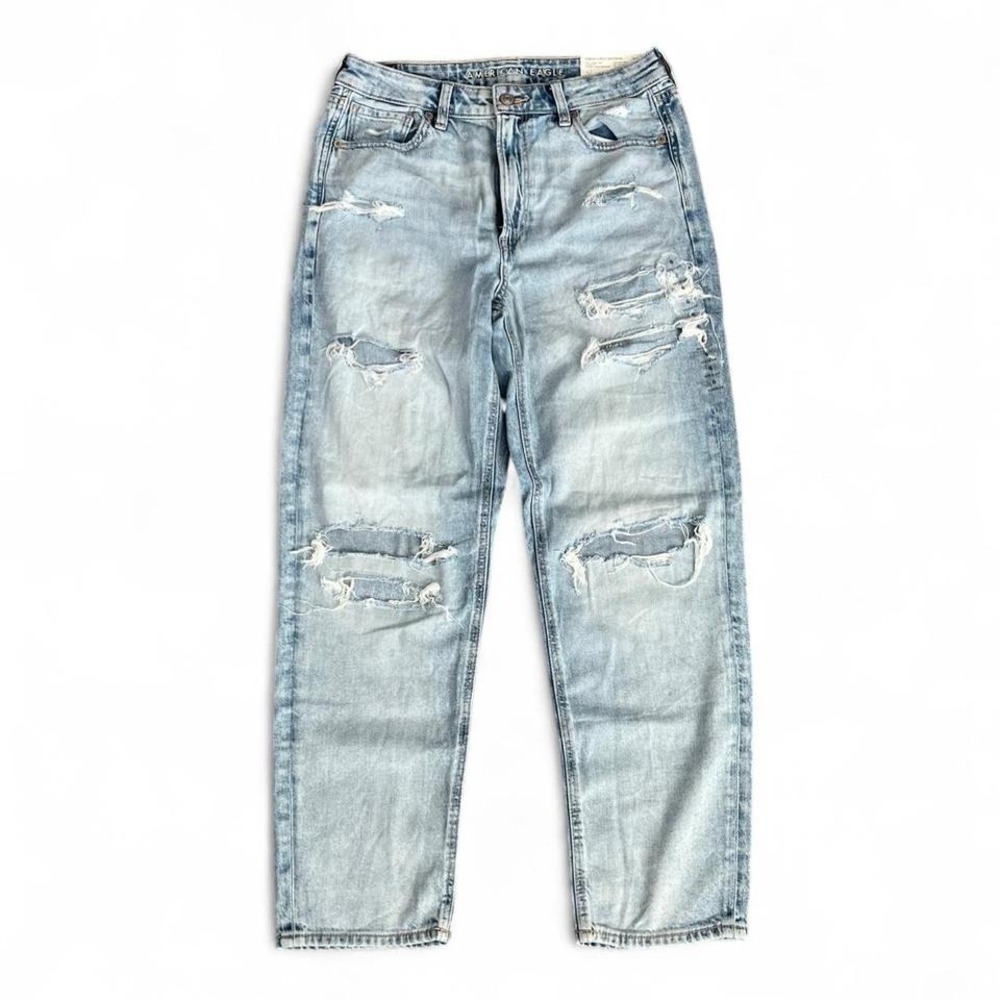 American Eagle Mom Straight Jeans 28W High Rise Light Wash NWT